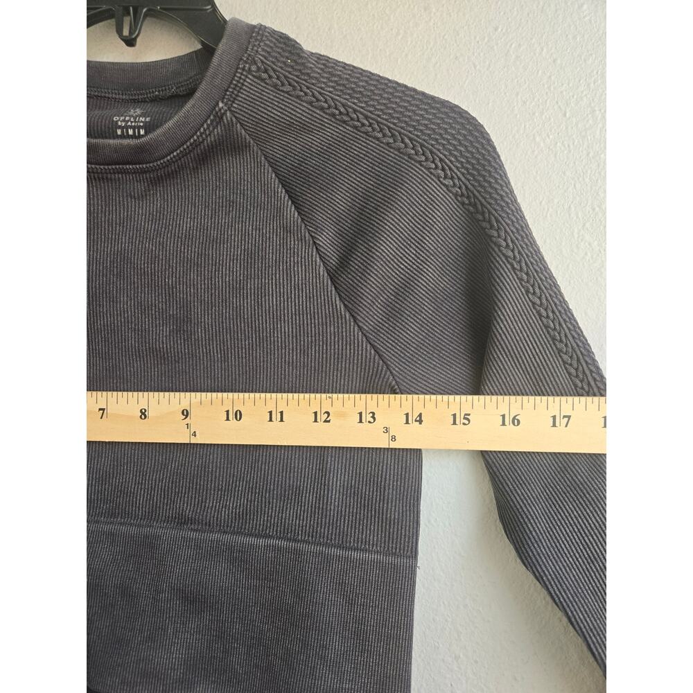 OFFLINE by Aerie Ribbed Seamless Long Sleeve Cropped Athletic Top Black M - Picture 10 of 10
